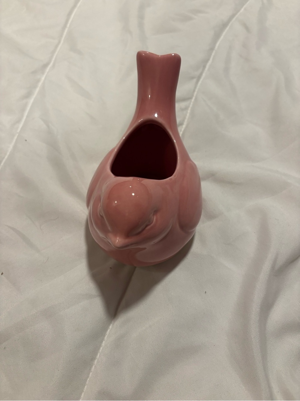 Pink Ceramic Bird Planter - Decorative Pet Bird Accent - Picture 2 of 6